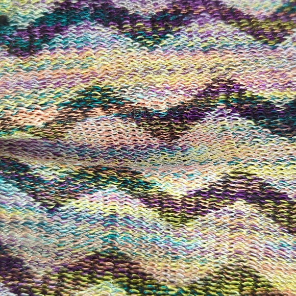 Chevron Zig Zag Fringe Soft Scarf Yellow Purple Multi - Picture 10 of 10